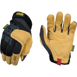 Mechanix Wear Size L Abrasion Protection Work Gloves For Mechanics & Lifting, Uncoated, Hook & Loop Cuff, Full Fingered, Black, Paired PP4X-75-010 - 46498473