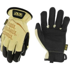 Mechanix Wear Size M (9) Kovenex Lined Goatskin Heat Resistant Glove Use For MIG Welding, Slip-On Cuff, Keystone Thumb, 12" OAL, Black/Tan, Paired HRL-05-009 - 96058847