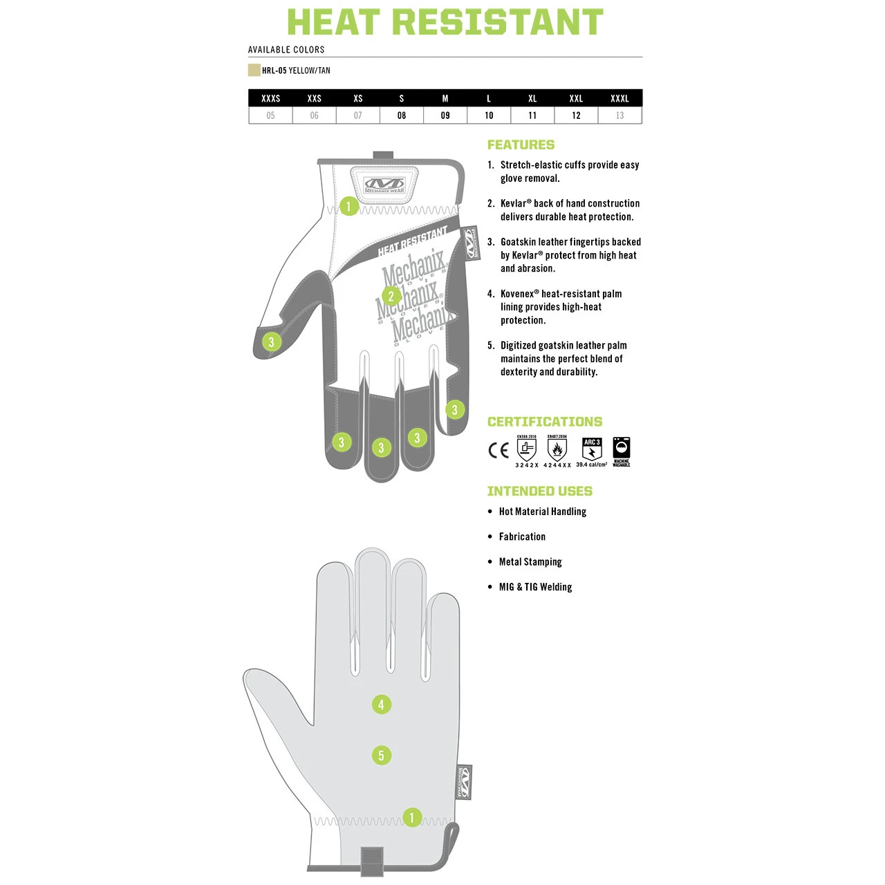 Mechanix Wear Leather Heat Resistant Gloves, Medium - HRL-05-009 - Image 5