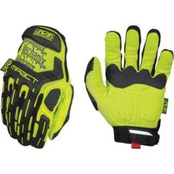 Mechanix Wear Impact Resistant Gloves, Synthetic Leather, D30, Armortex Palm Material, High Visibility Green, 1
