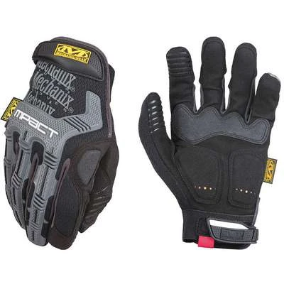 Mechanix Wear Impact Protection Mechanics Gloves, Synthetic Leather Palm Material, Black, L, PR 1