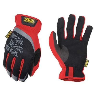 Mechanix Wear Mechanics Gloves: L ( 10 ), Mechanics Glove, Full Finger, Synthetic Leather, Red, 1 PR