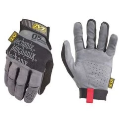 Mechanix Wear Mechanics Gloves: M ( 9 ), Mechanics Glove, Full Finger, Synthetic Leather, Gray, 1 PR