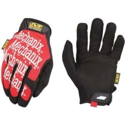 Mechanix Wear Mechanics Gloves: M ( 9 ), Mechanics Glove, Full Finger, Synthetic Leather, Red, 1 PR