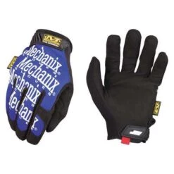 Mechanix Wear Mechanics Gloves: M ( 9 ), Mechanics Glove, Full Finger, Synthetic Leather, Blue, 1 PR
