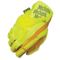Mechanix Wear Mechanics Gloves: 2XL ( 12 ), Mechanics Glove, Full Finger, Pigskin, TPR, Lime, 1 PR