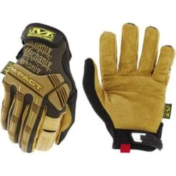Mechanix Wear Mechanics Gloves: 2XL ( 12 ), Mechanics Glove, Full Finger, Pigskin, TPR, Brown, 1 PR